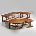 Peter hansen l  jg stickley four table models of original hansen designs for the cherry valley collection fayetteville ny 1920s two marked round table 7 12 x 18 14 provenance des