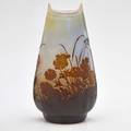 Galle cameo glass vase acid etched with poppies france ca 1900 signed galle 8 14 x 4