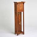 Arts and crafts tall clock usa ca 1915 quartersawn oak brass washed metal unmarked 73 x 20 12 x 15 property from the gary david goldberg estate
