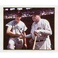 Baseball framed memorabilia three pieces babe ruthted williams large format photograph with ted williams autograph joe dimaggioyogi berra large format photograph with joe dimaggio autograph and a