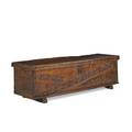 Spanish coffer walnut carved front original hinges early 17th c 24 x 82 x 21