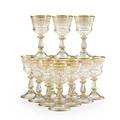 Moser style wine glasses set of thirteen gilt decorated cut crystal continental early 20th c 6
