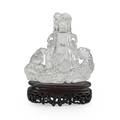 Chinese rock crystal vase and cover ring handles extended kylon decoration with stand 20th c 5 with stand