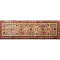 Caucasian kazak oriental runner repeating geometric design on beige ground ca 1950 55 x 116