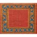 Turkish oriental area rug turquoise border on burnt orange ground 62 x 68