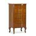Biedermeier tall chest of drawers birch seprentine form with five drawers cabriole legs austrian mid 19th c 45 x 25 12 x 18