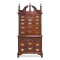 Chippendale style chest on chest mahogany shell carved drawer fronts ogee bracket feet two part american 20th c 89 x 41 x 20 12