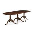 George ii style dining table burled walnut with rosewood banding three pedestal base two leaves 20th c 30 x 42 12 x 98 leaves 21 14