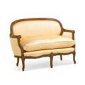 Louis xv style loveseat walnut frame with loose cushion cabriole legs 20th c 33 x 40 14 x 29 12
