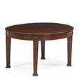 George iii style dining room table mahogany tapered leg with spade feet 20th c two 19 34 associated leaves 29 12 x 53 x 46 12