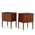 Pair of baltic neoclassical style commodes mahogany with inlay brass pulls late 19th c 31 34 x 25 x 20