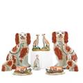 Staffordshire nine pieces including pair large spaniels pair whippets and five other pieces england mid 19th c spaniels 9