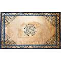 Peking chinese room size rug blue floral designs on beige ground 20th c 224 x 145
