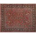Sarouk oriental room size rug all over floral pattern on red ground mid 20th c 109 x 147