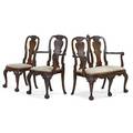 Irish george ii style parlor suite mahogany with slip seats and carved frames 20th c settee 41 x 44 x 20 12