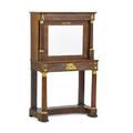 Empire secretaire a abattant gilt bronze mounted mahogany with a mirrored fall front door and fitted interior raised on columnar supports ca 1810 51 x 31 x 15 14