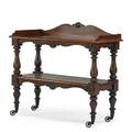 English desert trolley mahogany with two rectangular tiers on baluster supports 19th c 48 12 x 48 x 20