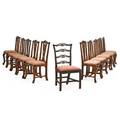 Set of ten george ii dining chairs walnut cabriole legs turned stretchers together with a ribbon back chair 19th c 40 x 22 12 x 22