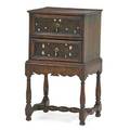 William and mary bed side cabinet oak mother of pearl inlay two drawers stretcher base england 18th c 31 x 17 12 x 15 12