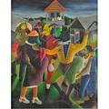 Jacques enguerrand gourgue haitian 19301996 oil on panel of dancing figures framed signed 20 x 16 provenance selden rodman collection