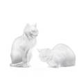 Lalique pair of cats in frosted glass france late 20th c signed sitting cat 8 x 6 12 x 4
