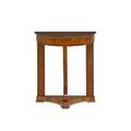 Biedermeier console birch demilune top and incurved base 19th c 34 x 30 x 13