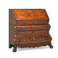 Dutch baroque style marquetry slant front desk desk section over three drawers two part continental19th c 34 12 x 46 x 25