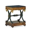 Regency style side table painted parcel gilt and rosewood with a green marble top above two drawers on xform supports 20th c 27 12 x 22 x 17 provenance estate of a private collector