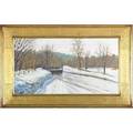 Gordon haas american 20th21st c oil on board lambertville canal 2004 artist frame signed and dated 21 34 x 29 14