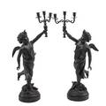 Pair of patinated spelter candelabra neoclassical style winged cherubs with three arm candelabra continental 19th20th c 30 provenance estate of a private collector new york
