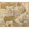 18th c map of north america hand colored engraving on paper 18 x 22 sight