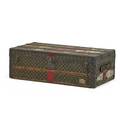 Louis vuitton steamer trunk fitted interior with removable tray france early 20th c serial number 761984 13 x 39 34 x 21