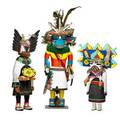 Vintage hopi kachina three large cottonwood figures including one bearing a tablita headdress 20th c tallest 24