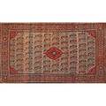 Oriental area rug red all over design on beige ground 76 12 x 49 provenance the stokes family collection princeton