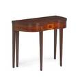 Hepplewhite card table mahogany line inlay bellflower decoration serpentine rounded corners ca 1790 29 12 x 36 x 17 provenance the stokes family collection princeton