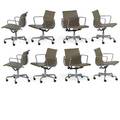Charles eames 1907  1978 ray eames 1912  1988 herman miller eight soft pad chairs zeeland mi 2000s polished aluminum enameled steel leather ink stamped manufacturer labels 33 12 x