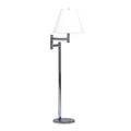 Karl springer 1931  1991 swing arm floor lamp new york 1980s chromed steel linen shade two sockets unmarked as shown 60 x 18 x 18