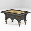 Carlo bugatti 1856  1940 coffee table italy ca 1900 walnut vellum pewter copper ivory unmarked 19 14 x 38 12 x 25 34
