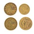 Us gold coins four 1878 2 12d 1873 2 12d 1890 2 12d and a 1874 1 dollar provenance the stokes family collection princeton new jersey