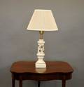 A White Vasiform Table Lamp w Floral Decor