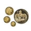 1990 singapore lion collectors edition coin setfour proof coins one ounce gold clad sterling horse 14 oz 9999 fine gold 2500 110 oz 9999 fine gold 1000 and a 120 oz 9999 500