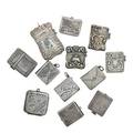 Sterling stamp cases twelve english or american three envelope form book form etc some enameled all marked 19th20th c largest 2 x 1 12 294 ot
