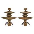 After alberto giacometti 1901  1966 pair of andirons from the nelson rockefeller collection usa 1985 des 1936 patinated bronze iron impressed manufacturer mark c nr 13 12 x 11 12 x 1