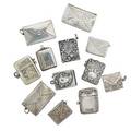 Sterling stamp casestwelve english or american five envelope form etc all marked 19th20th c largest 1 34 x 1 286 ot
