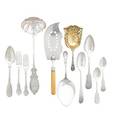 American ornamental or patent silver flatware eightyfour pieces towle georgian pierced and parcel gilt scoop 7 34 large ladle john cook new york ca 1830 13 bright cut master butter kn