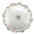 George iii silver salver shell and scroll border incised chapters scroll feet central armorial crest and motto truth made by jason morrison london 1745 2 14 x 21 34 119 ot provenance
