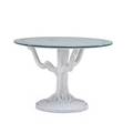Style of john dickinson dining table usa 1970s painted composite and wood etched glass unmarked 28 34 x 41 34 dia