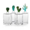 Daum four glass decanters with patedeverre cactus stoppers france late 20th century etched daum france tallest 11 12 x 3 12