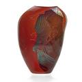 William morris b 1957 red shard vessel pilchuck glass school stanwood wa 1980 blown glass signed and dated 14 14 x 10