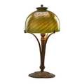 Tiffany studios boudoir lamp with damascene shade new york 1900s patinated bronze glass single socket base stamped tiffany studios new york 426 shade etched lct 15 x 7 shade 5 x 7